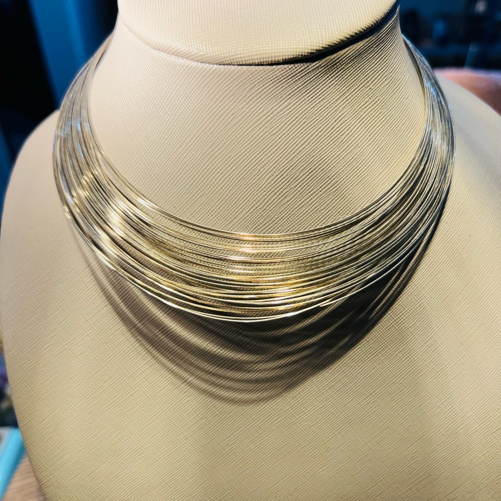 Unique Vintage Silvertone Multi-Strand Collar Necklace